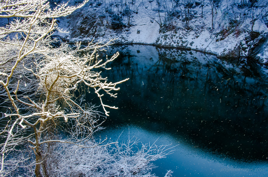 Icy waters of Lake Okutama