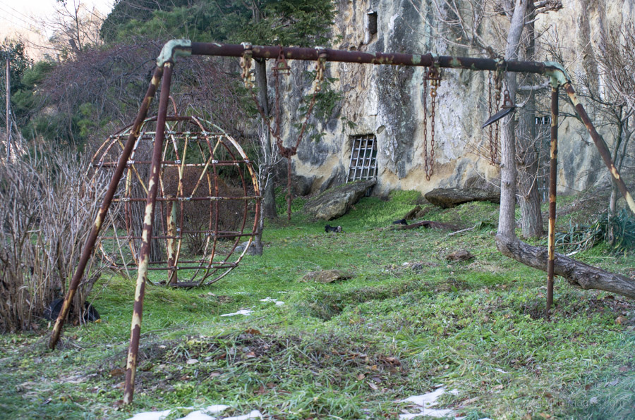 Superannuated playground equipment