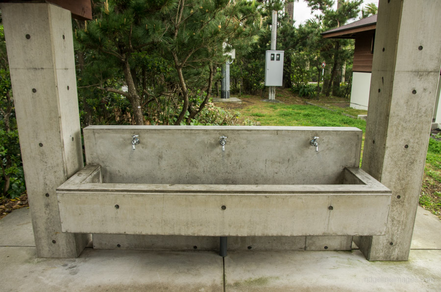 Concrete troughs with drinking water taps