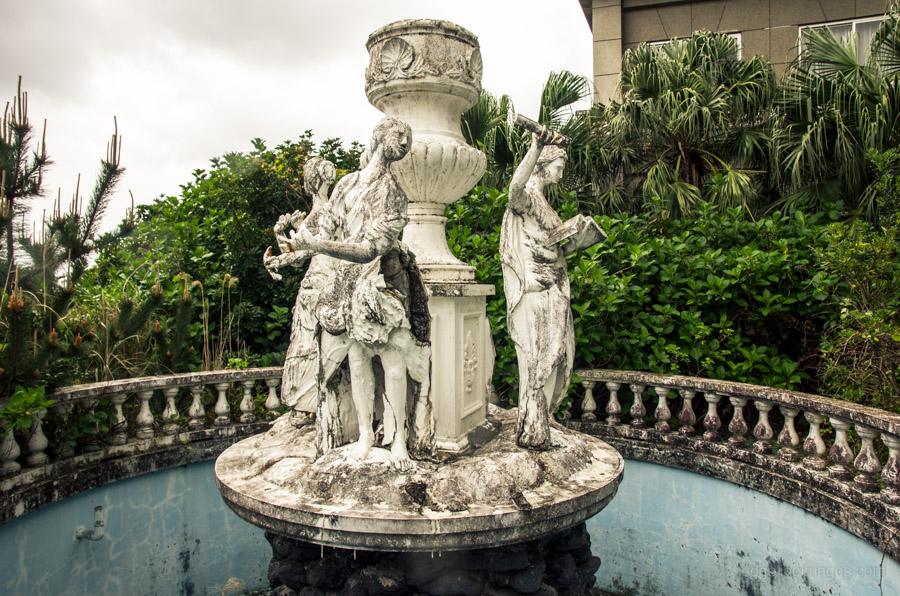 Ornate fountain looking worse for wear