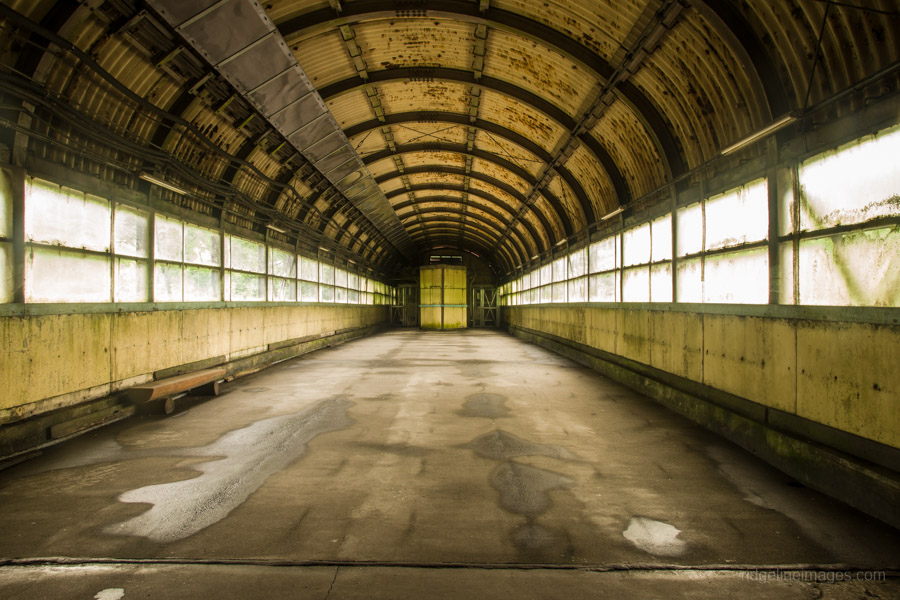 Inside the pedestrian bridge