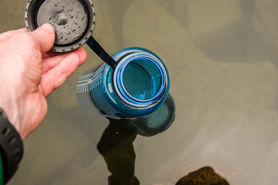 Collecting the lake water